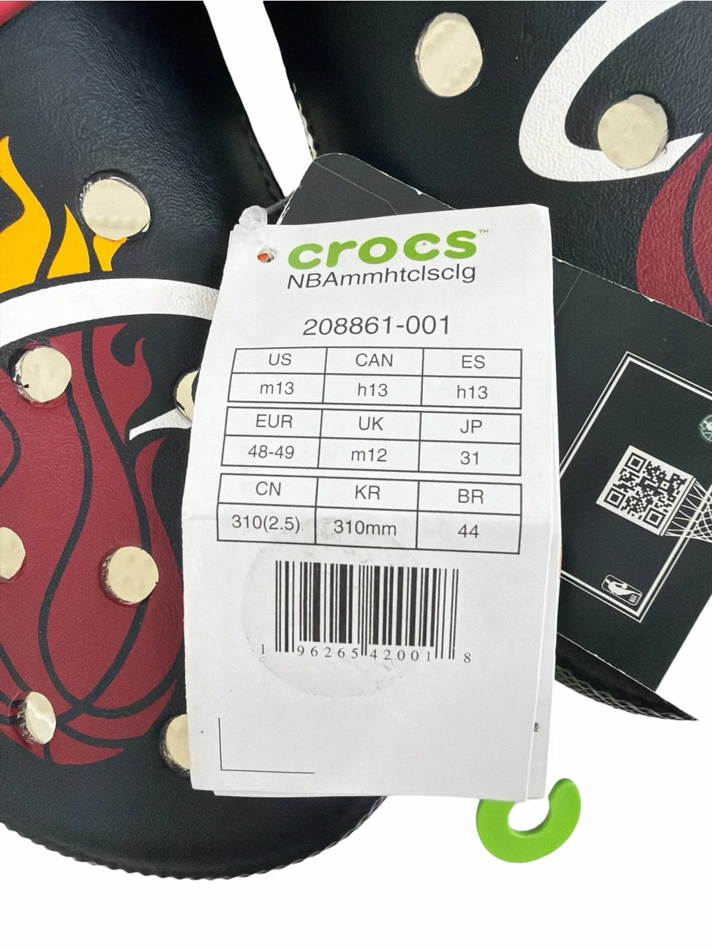 Crocs NBA Miami Heat Classic Clog Black/Red NBA Fans Unisex Men’s Size 13